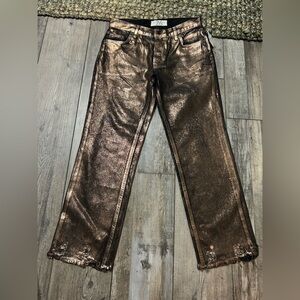 Free People We The Free Maggi Mid-Rise Coated Straight Jeans Mocha Brown